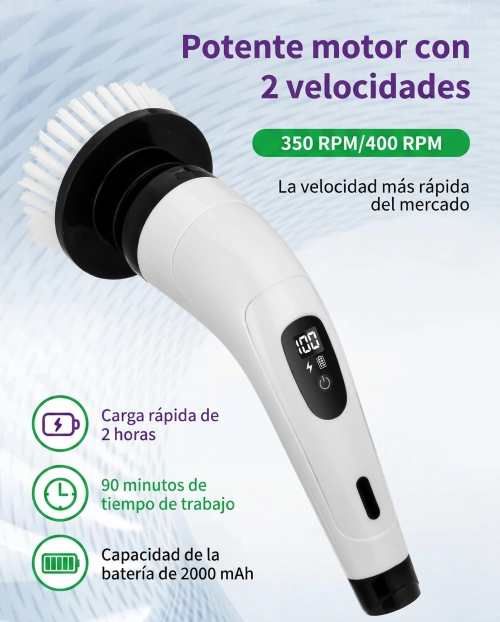🏆 Cepillo Eléctrico Giratorio 9 en 1 – Potencia, Versatilidad y Limpieza Total🧼